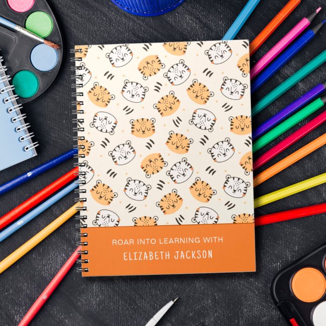 Caderno Espiral Tigre selvagem de desenho animado fofo para crianç (Criador carregado)