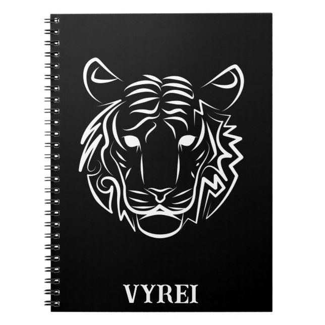 Caderno Espiral Tigre Tribal Negro e Branco (Frente)