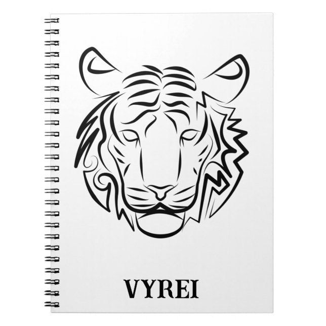 Caderno Espiral Tigre Tribal Negro e Branco (Frente)
