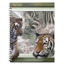 Caderno Espiral Tigres, Zebra, Girafa, Selva Primitiva