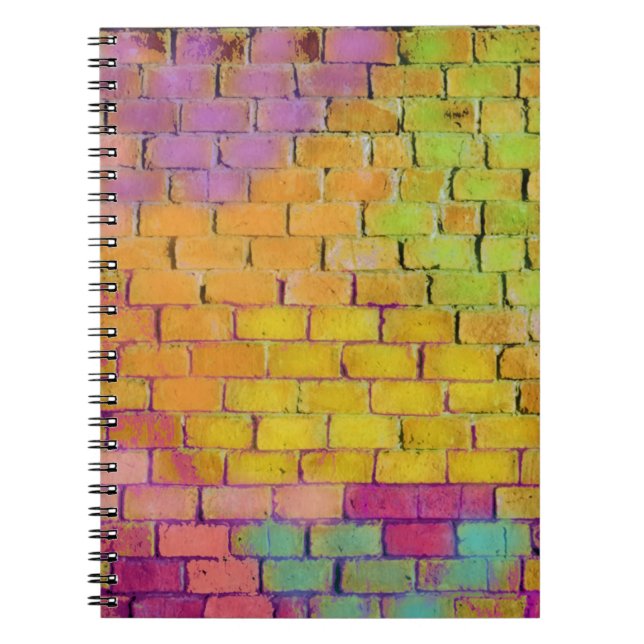 Caderno Espiral Tijolo Arco-íris Cores Spray (Frente)