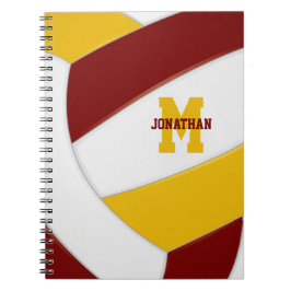 Caderno Espiral time de ouro de maroon colorido voleibol feminino