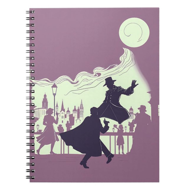 Caderno Espiral Time-Shadow Duel: Retro Noir Fantasy (Frente)