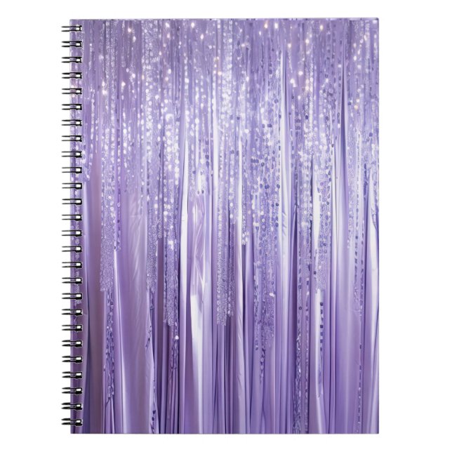 Caderno Espiral Tinsel de Lavanda Glam Girly Stripes (Frente)