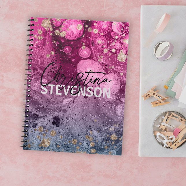 Caderno Espiral Tinta abstrato de Glam Marble Pour Glam (Criador carregado)