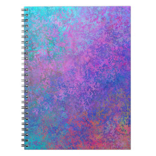 Caderno Espiral Tinta Álcool Arco-Íris, Abstrato cor-de-rosa brilh