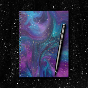 Caderno Espiral Tinta cósmica   Nebulosa da Galáxia Roxa Azul Tu