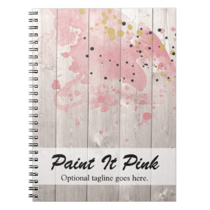 Caderno Espiral Tinta Dourada e Rosa Esmaecido com Salpicos em Mad