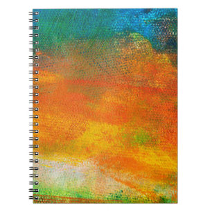 Caderno Espiral Tinta em Abstrato Verde e Laranja Multicolor