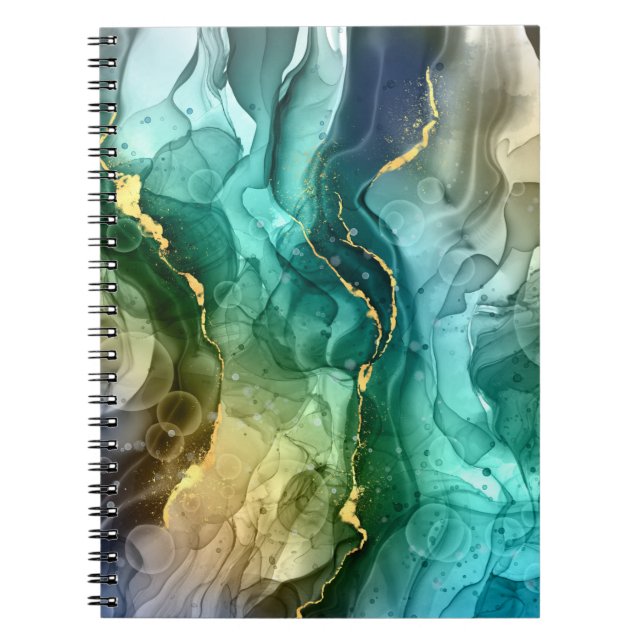 Caderno Espiral Tinta líquida de Cinzas Dourada, lacrimejada e esc (Frente)