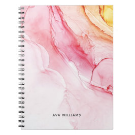 Caderno Espiral Tinta rosa abstrata pintura moderna