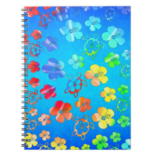 Caderno Espiral Tintura Honu do laço e hibiscus