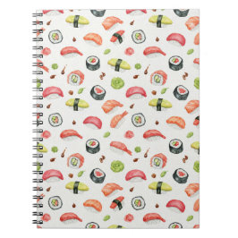 Caderno Espiral Tiny Sushi Illustration for Nigiri and Maki Fans