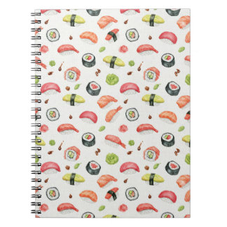 Caderno Espiral Tiny Sushi Illustration for Nigiri and Maki Fans