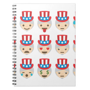 Caderno Espiral tio sam emoji