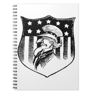 Caderno Espiral Tio Sam Patriótico Vintage e Bandeira Americana