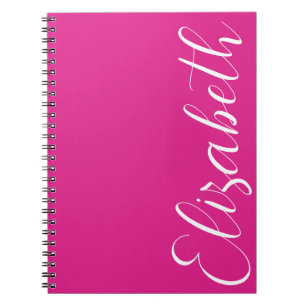 Caderno Espiral Tipo de Letra Branco Rosa Mínimo Simples Elegante