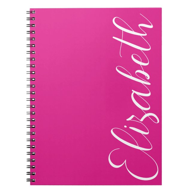 Caderno Espiral Tipo de Letra Branco Rosa Mínimo Simples Elegante (Frente)