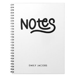 Caderno Espiral Tipografia de anotações de mão em negrito minimali