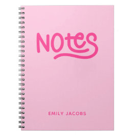 Caderno Espiral Tipografia de Notas Escrita à Mão Rosa