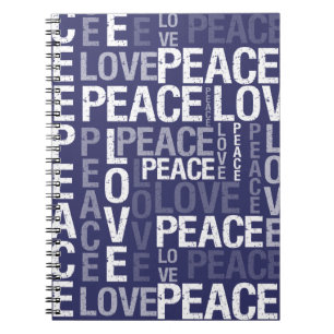 Caderno Espiral Tipografia de paz com amor roxo