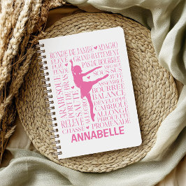 Caderno Espiral Tipografia de Pequena Ballerina Rosa