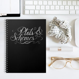 Caderno Espiral Tipografia de Prata Preta e Faux