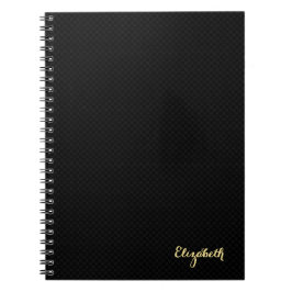 Caderno Espiral Tipografia Dourada Elegante Negra Moderna Verifica