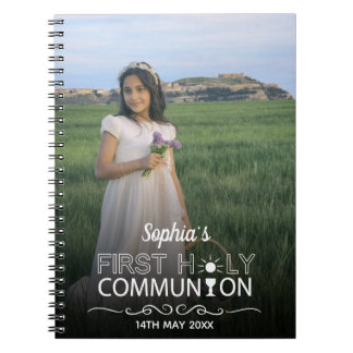 Caderno Espiral Tipografia Fotográfica Moderna Primeira Comunhão S