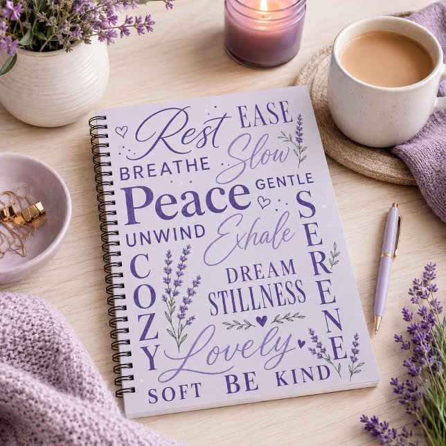 Caderno Espiral Tipografia Inspiradora de Lavanda  (Criador carregado)