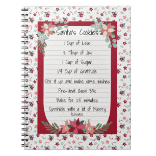 Caderno Espiral Tipografia Moderna Whimsey Recebe Vermelho Natal