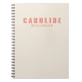 Caderno Espiral Tipografia Retro Cor-de-rosa e laranja Personaliza