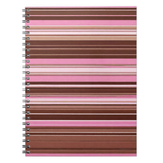 Caderno Espiral Tiras cor-de-rosa e castanhas