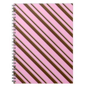 Caderno Espiral Tiras de canas doces, rosa-menta-pimenta e chocola