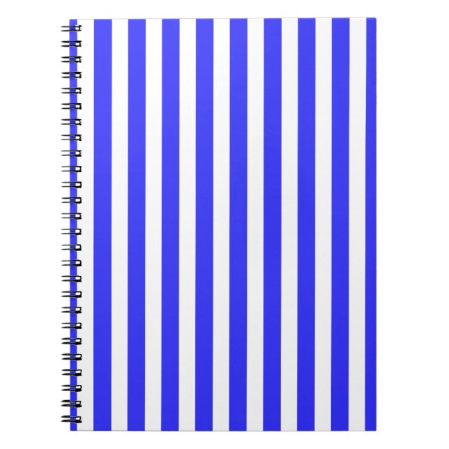 Caderno Espiral Tiras de doces, azuis e brancas (Frente)