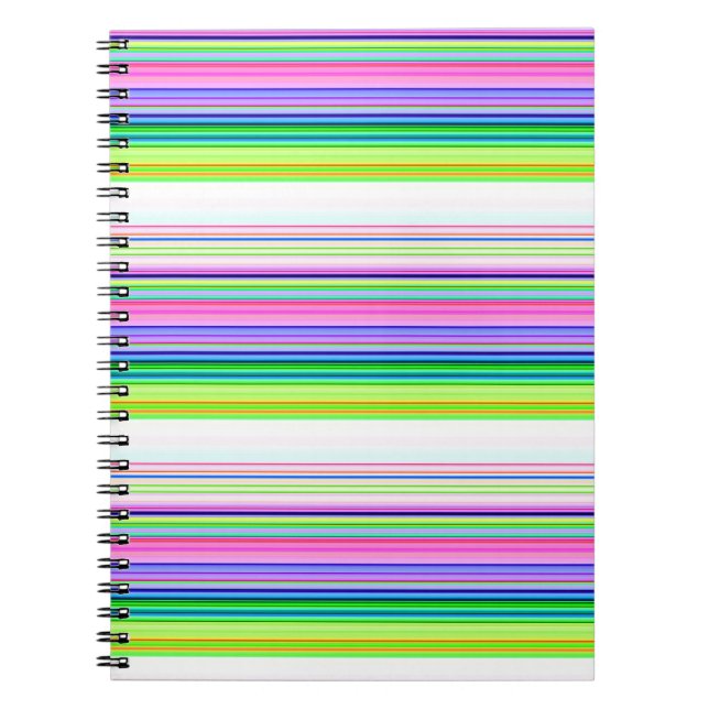 Caderno Espiral Tiras de neon coloridas a quente (Frente)