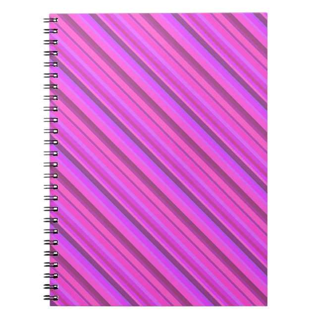 Caderno Espiral Tiras diagonais cor-de-rosa (Frente)