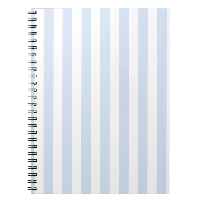 Caderno Espiral Tiras doces brancas e azuis claras (Frente)