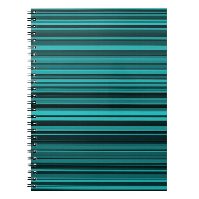 Caderno Espiral Tiras Pretas Teais (Frente)