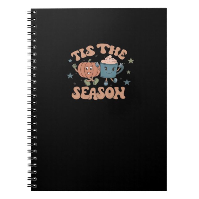 Caderno Espiral Tis The Season Pumpkin Fall Coffee Retro (Frente)