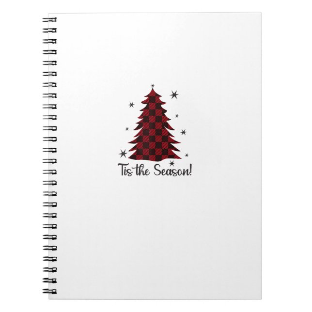 Caderno Espiral Tis The Season Red Plaid Christmas Tree (Frente)