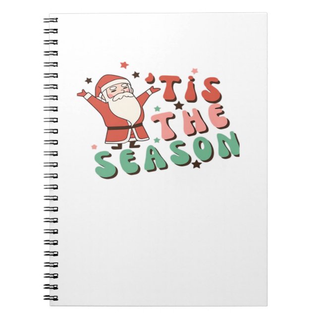 Caderno Espiral Tis The Season Retro Christmas Santa (Frente)