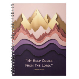 Caderno Espiral Title: Layered Mountain Sunrise Faith Journal - Pu