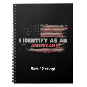 Caderno Espiral Título: I Identify As American Flag Design