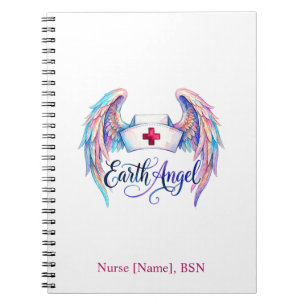Caderno Espiral Toca de Enfermeira em Aquarela com Asas "Anjo da T