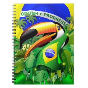 Caderno Espiral Toco Toucan com bandeira do Brasil
