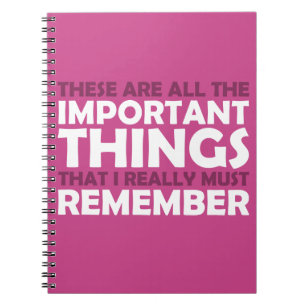Caderno Espiral Todas as coisas importantes que eu devo recordar