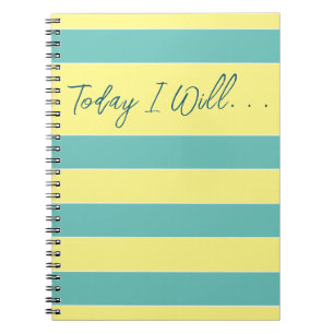 Caderno Espiral Today I Will... Daily To-Do Goals Stripes Style