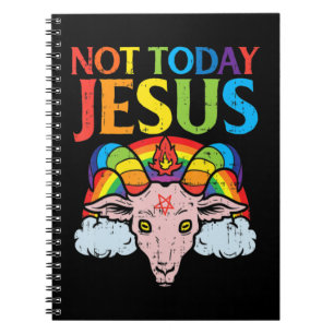 Caderno Espiral Today Not Jesus Satan Goat Satanic Rainbow Satanis