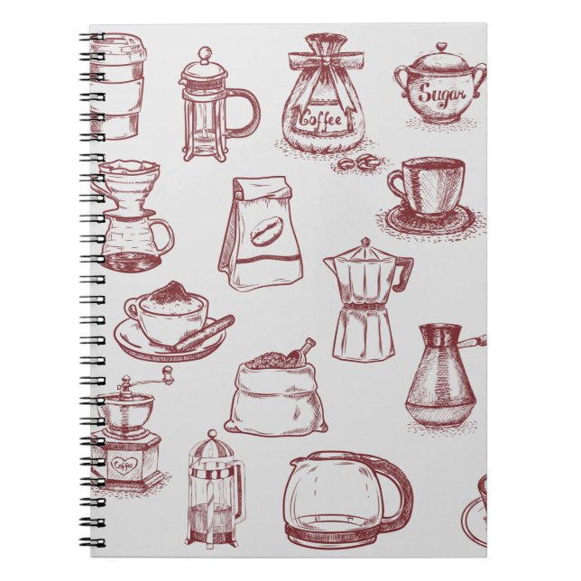 Caderno Espiral Todo para un Café y color café (Frente)